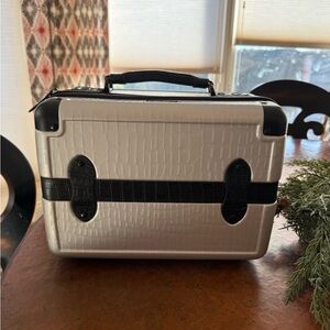 Calpak Silver and Black Croc-Embossed Case